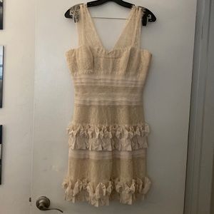 Form fitting, classy dress, never worn, beige nude formal short dress, size 6